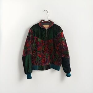 Vintage Cripple Creek Jacket Womens Large Made in USA Green Red Purple Christmas